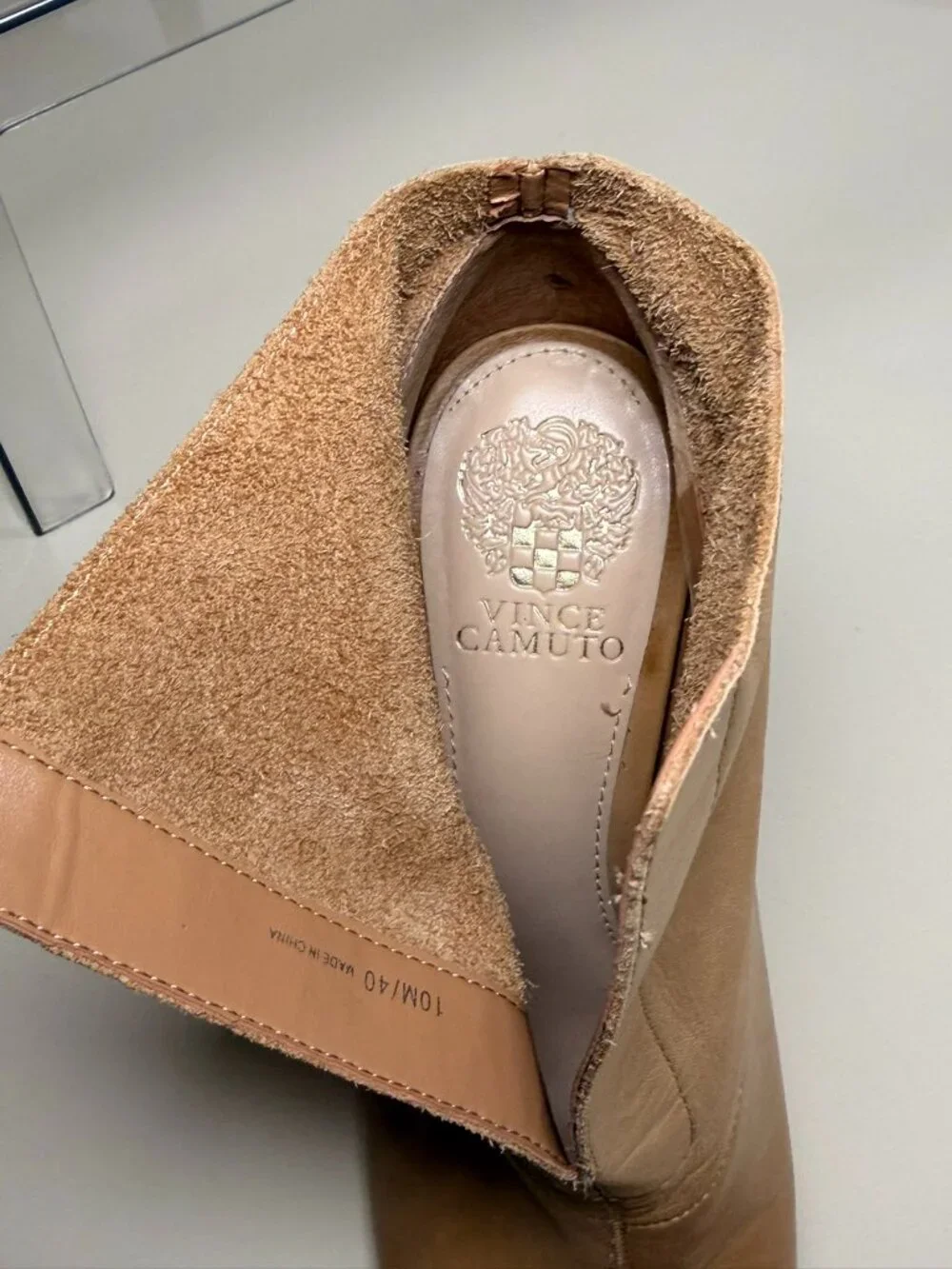 Vince Camuto Tan Leather Peep Toe Stiletto Ankle Booties Sz 10